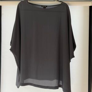 Chic Grey/Blue elegant top by Nic+Zoe. Cuff detail on sleeve